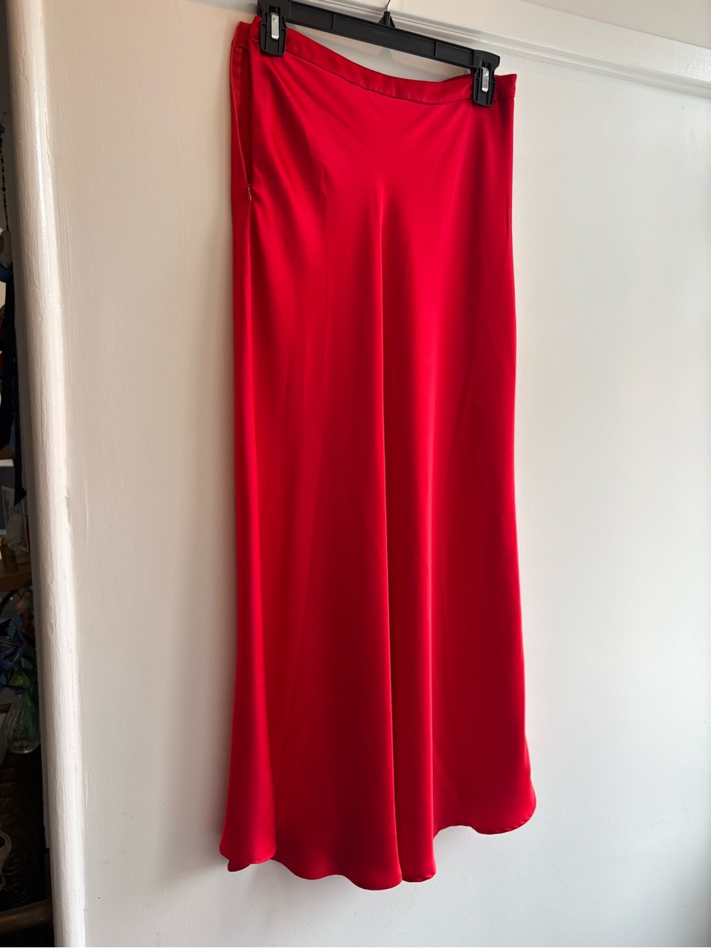 Zara Red Satin Bias Maxi Skirt